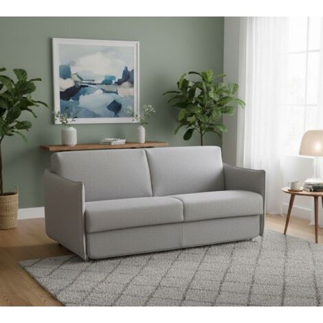 Dmora - Sofá fijo 3 plazas Virna, Sofá lineal para salón, acolchado, desenfundable, calidad 100% Made in Italy, 200x95 h90 cm, Gris (1/4)