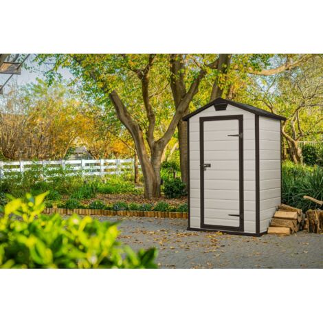 Dmora - Caseta de jardín Cranbrook, Cobertizo de jardín, Caseta de jardín, Trastero para herramientas, 129x103 h196 cm, Beige