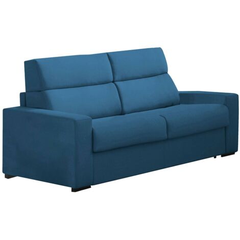 Dmora - Sofá cama 2 plazas Onorata, Sofá convertible para salón, acolchado, desenfundable, calidad 100% Made in Italy, 180x95 h100 cm, Azul (1/5)