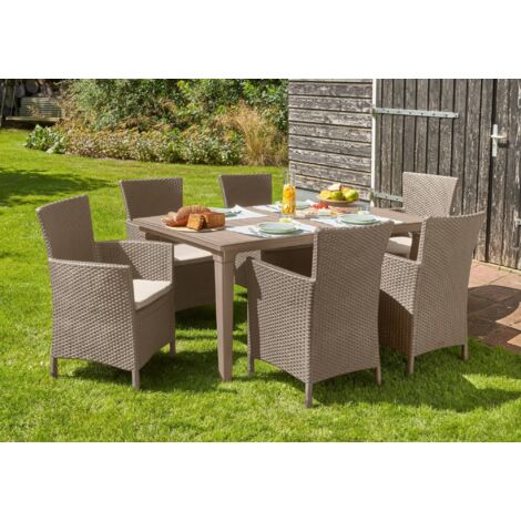 Dmora - Sillón de exterior Steinbach, Sillón para jardín, Asiento de exterior, Butaca para terraza, 62x60 h89 cm, Tórtola