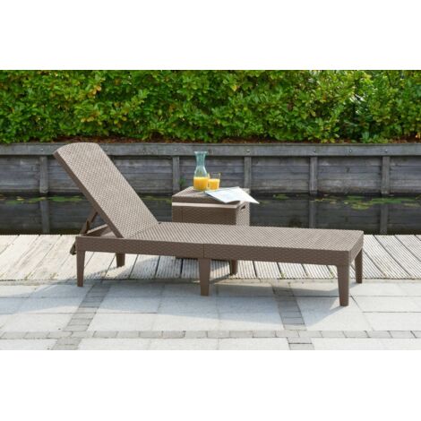 Dmora - Tumbona Marsicana, Tumbona de jardín, Cama plegable al aire libre, Silla reclinable, 188x58 h29 cm, Tórtola (1/4)