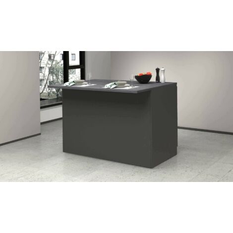 Dmora - Isla de cocina Emmanuel, mesa auxiliar de almacenaje, mueble de cocina con 2 puertas, 100% Made in Italy, 125x90h90 cm, Antracita y Pizarra