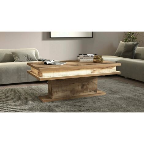 mesa de centro\ da salotto Leon, mesa de centro\ soggiorno, Mobile portaoggetti basso, mesa de centro\ da caffè, 100x55h42 cm, Acero con luce LED