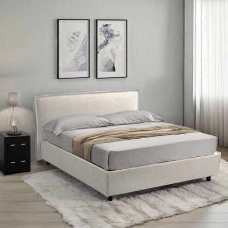 Cama de Matrimonio Brunate, Colchón Incluido, Hecho en Italia, Beige (1/5)