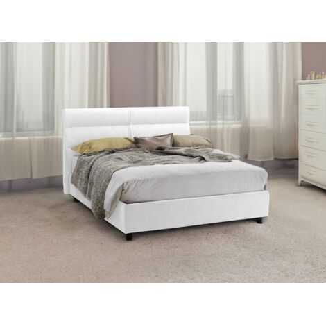Cama Plaza y Media Briosco, Colchón Incluido, Hecho en Italia, Blanco (1/5)