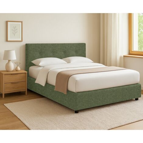 Cama Matrimonial Oxford, Desenfundable, Hecho en Italia, Verde (1/4)