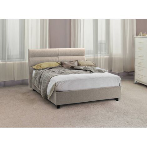 Cama de Matrimonio Briatico, Colchón Incluido, Hecho en Italia, Gris Tortora (1/5)