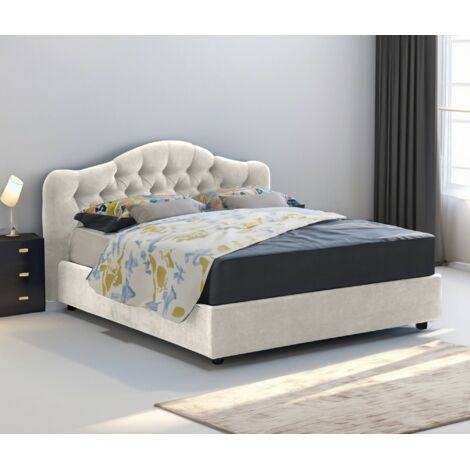 Cama Matrimonial Alfer, Colchón Incluido, Hecho en Italia, Beige (1/5)