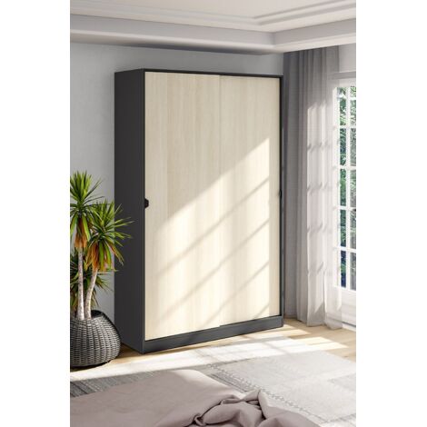 Armario Fiora 2 Puertas, Dormitorio 4 Estantes, 50x200h cm Gris Antracita (1/5)