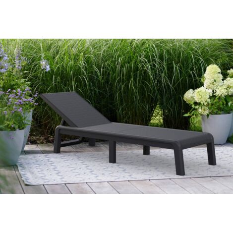 Dmora - Tumbona Shawinigan, Tumbona de jardín, Cama plegable al aire libre, Silla reclinable, 188x58 h29 cm, Antracita (1/5)