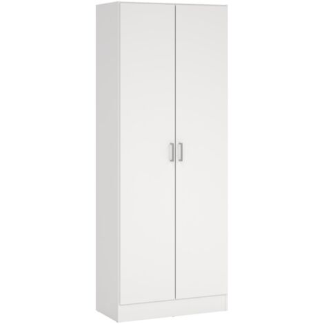 Dmora Armario multiusos con dos puertas batientes y dos baldas regulables en altura, color blanco, Medidas 73 x 37 x 180 cm, con embalaje reforzado