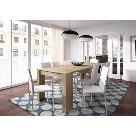 Dmora Consola Compton, Mesa de comedor extensible, Mesa con extensiones multiusos que se puede extender hasta 10 asientos, cm 51/237x90h78, Roble