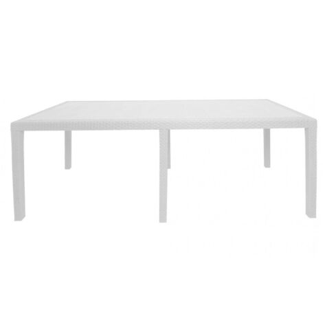 Dmora Mesa de jardín Roma, Mesa de comedor extensible rectangular, Mesa de jardín extensible efecto ratán, 100% Made in Italy, Cm 150x90h72, Blanco, con embalaje reforzado