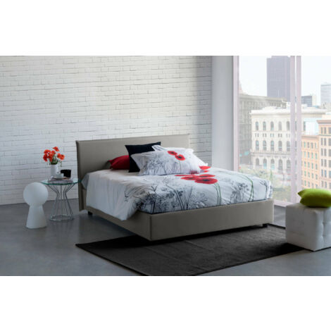 Talamo Italia Cama matrimonial Betty, Cama contenedor con revestimiento de tela, 100% Made in Italy, Apertura frontal, adecuado para colchón Cm 160x190, Gris, con embalaje reforzado