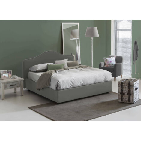 Talamo Italia Cama matrimonial Angiolina, Cama contenedor con revestimiento de tela, 100% Made in Italy, Apertura frontal, adecuado para colchón Cm 160x190, Gris, con embalaje reforzado
