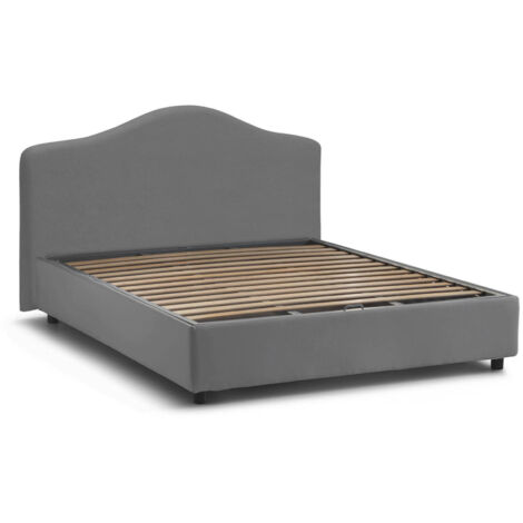 Talamo Italia Cama matrimonial Angiolina, Cama contenedor con revestimiento de tela, 100% Made in Italy, Apertura frontal, adecuado para colchón Cm 160x190, Gris, con embalaje reforzado