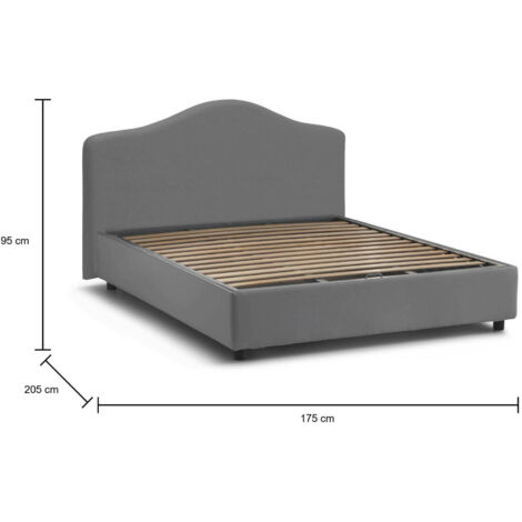 Talamo Italia Cama matrimonial Angiolina, Cama contenedor con revestimiento de tela, 100% Made in Italy, Apertura frontal, adecuado para colchón Cm 160x190, Gris, con embalaje reforzado