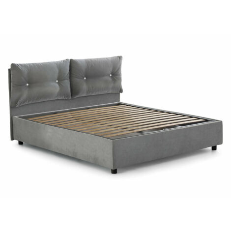 Talamo Italia Cama matrimonial Elisabetta, Cama contenedor con revestimiento de tela, 100% Made in Italy, Apertura frontal, adecuado para colchón 160x190 cm, Gris, con embalaje reforzado