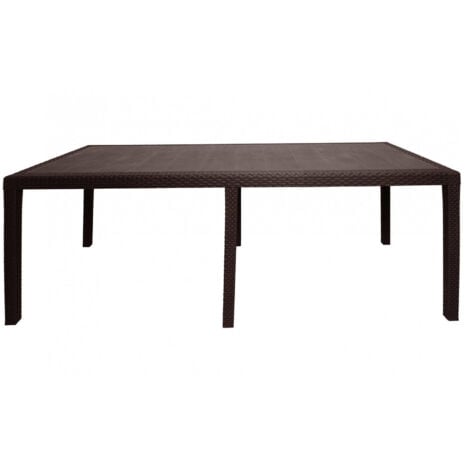 Mesa de jardín Roma, Mesa de comedor extensible rectangular, Mesa de jardín extensible efecto ratán, 100% Made in Italy, Cm 150x90h72, Marrón