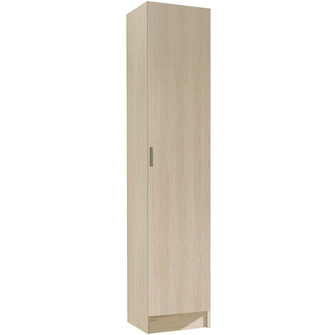 Dmora Armario multifunción Clearwater, Armario auxiliar de 1 puerta, Armario zapatero con baldas, Zapatero vertical, cm 37x37h180, Roble, con embalaje reforzado