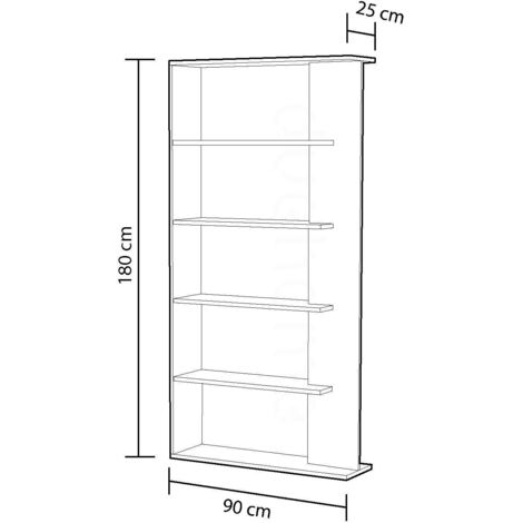 Librería con 2 estantes, Estante para libros y documentos, Librería de  almacenamiento de oficina, cm 79x34h188, color Cemento