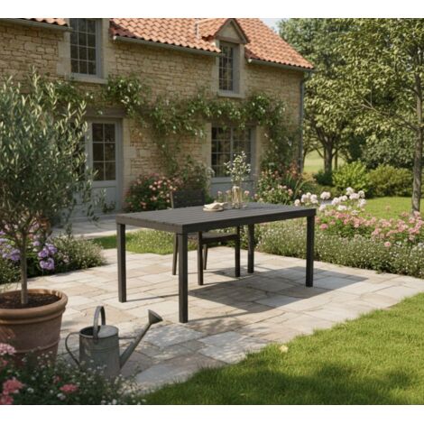 Dmora Mesa de jardín Vasto, Mesa de comedor rectangular, Mesa de jardín multiusos para interior y exterior, 100% Made in Italy, Cm 138x78h72, Antracita, con embalaje reforzado