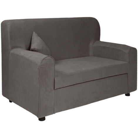 Dmora Sofá moderno de tela de 2 plazas, Made in Italy, Sofá para apartamentos pequeños, con cojines, 125x73xh85 cm, color gris, con embalaje reforzado