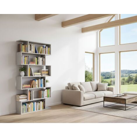 Dmora Librería decorativa y funcional, color gris cemento, 80 x 25 x h192 cm, doble cara, con embalaje reforzado (1/5)