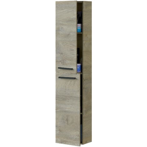 Dmora Columna de baño LosAngeles, Mueble columna para baño con 1 puerta,  Mueble de pared suspendido