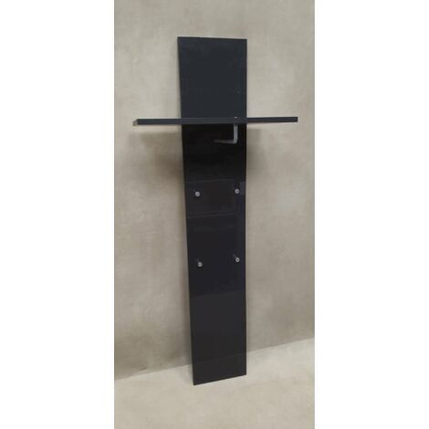 Dmora Perchero vertical, Made in Italy, con balda y 4 ganchos, Mueble para pasillo, Entrada moderna, cm 50x27h140, color antracita brillante, con embalaje reforzado