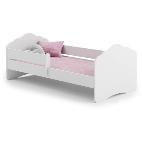 Dmora Cama individual moderna con cabecero, cama individual apta para  colchón de 90x190 cm, color Blanco