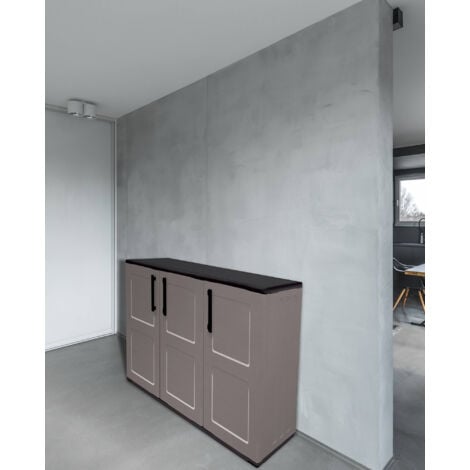 Dmora Armario exterior o interior, 3 puertas y 3 estantes de polipropileno  ajustables, 100% Made in Italy, 102x37h169 cm, color gris