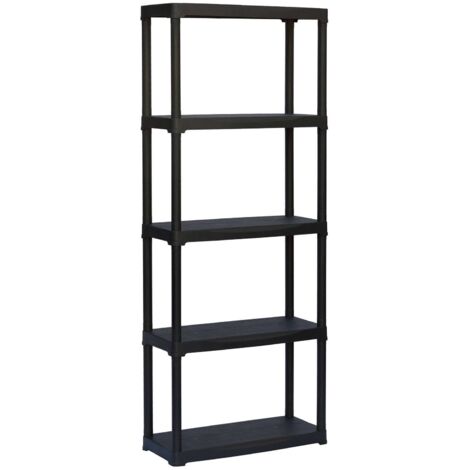 Dmora Estante de 3 estantes en polipropileno, Estantes multiusos para interiores o externos, 100% Made in Italy, cm 70x30h176, color antracita, con embalaje reforzado (1/5)