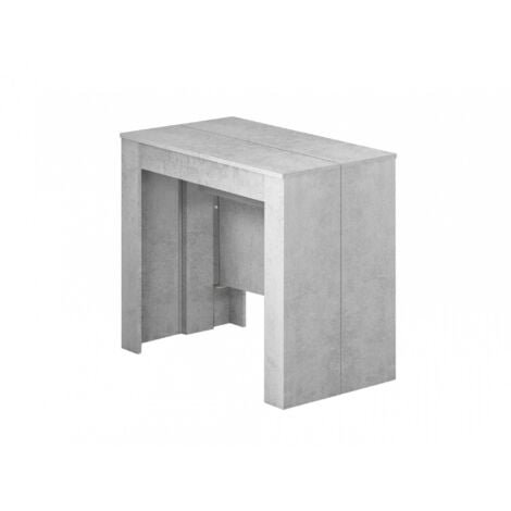Dmora Mesa consola Compton, Mesa de comedor extensible, Mesa con extensiones multiusos que se puede extender hasta 10 asientos, cm 51/237x90h78, Hormigón, con embalaje reforzado