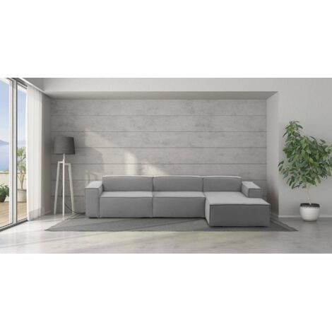 Talamo Italia Sofá fijo Raffaella, Sofá modular 4 plazas península derecha, 100% Made in Italy, Sofá moderno en tela, Cm 340x170h70, Gris, con embalaje reforzado (1/5)