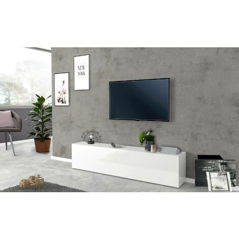 Mueble TV, Televisión, 200x45x35cm, Para TV hasta 80, Chimenea eléctrica