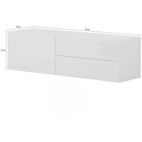 Mueble de televisión Dfilipp, Aparador bajo para salón, base soporte TV,  100% Made in Italy, cm 220x43h46, Blanco brillo