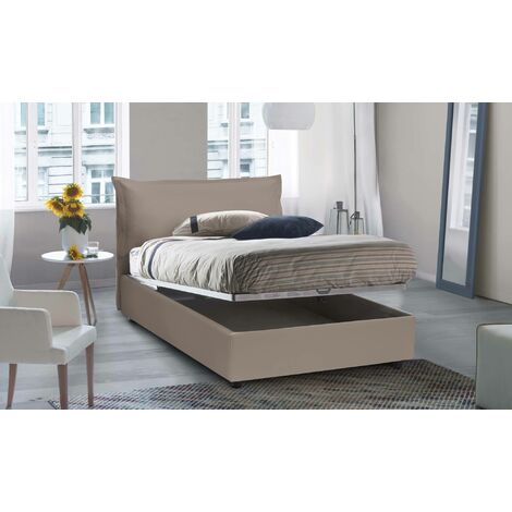 Cama individual Dabate, Cama contenedor con revestimiento de tela