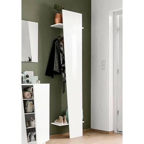 Recibidor con espejo mueble entrada, vestibulo moderno, Blanco Brillo y  Ceniza