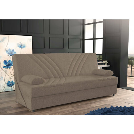 Sofá cama clic clac, patas de madera, sofa 2 plazas, Textil Gris