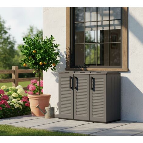 Dmora Armario para vestidor para exteriores o internos, puerta móvil 3 bolsas de 3 puertas para colección separada, 100% Made in Italy, 102x37h84 cm, color gris