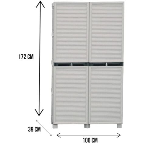Armario para exteriores o interiores multiusos, estantes de polipropileno  móviles y 3 ajustes, 100% Made in Italy, 68x37h169 cm, color gris