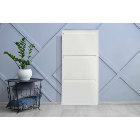 Mueble zapatero alto 2 puertas color blanco, 55 cm x 35 cm x 100
