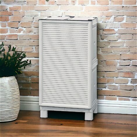 Dmora Mueble multiusos o interno, armario bajo a 1 puerta y 1 estante de polipropileno, 100% Made in Italy, 50x39h92 cm, color gris claro
