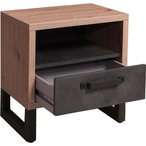 Dmora Mesita de noche moderna con 2 cajones, Made in Italy, Mesita de noche,  Mueble para