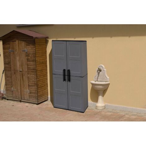 Dmora Armario exterior o interior, 2 puertas y 3 estantes de polipropileno ajustables, 100% Made in Italy, 68x37h163 cm, color gris