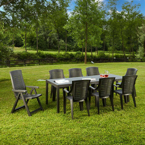 Mesa de jardín Susa, Mesa de comedor extensible rectangular, Mesa de jardín extensible 100% Made in Italy, Cm 150x90h72, Antracita