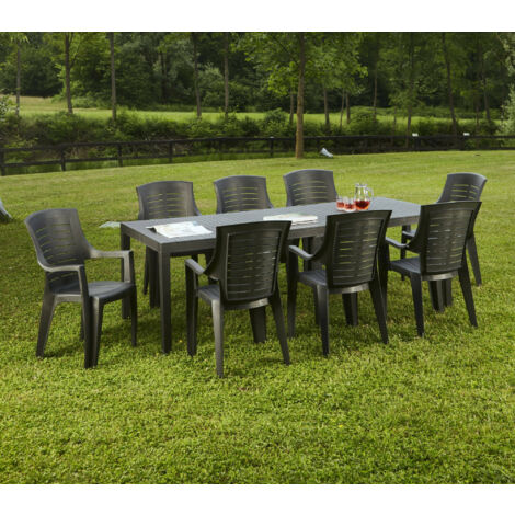 Mesa de jardín Susa, Mesa de comedor extensible rectangular, Mesa de jardín extensible 100% Made in Italy, Cm 150x90h72, Antracita