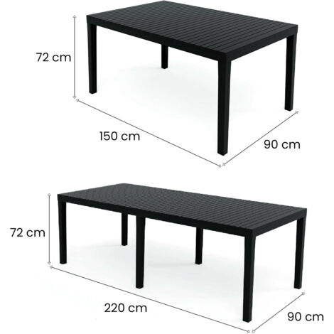 Mesa de jardín Susa, Mesa de comedor extensible rectangular, Mesa de jardín extensible 100% Made in Italy, Cm 150x90h72, Antracita