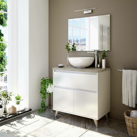 Dmora - Bajo lavabo Dalibon, Mueble de baño con 2 puertas y 1 cajón,  Gabinete de piso